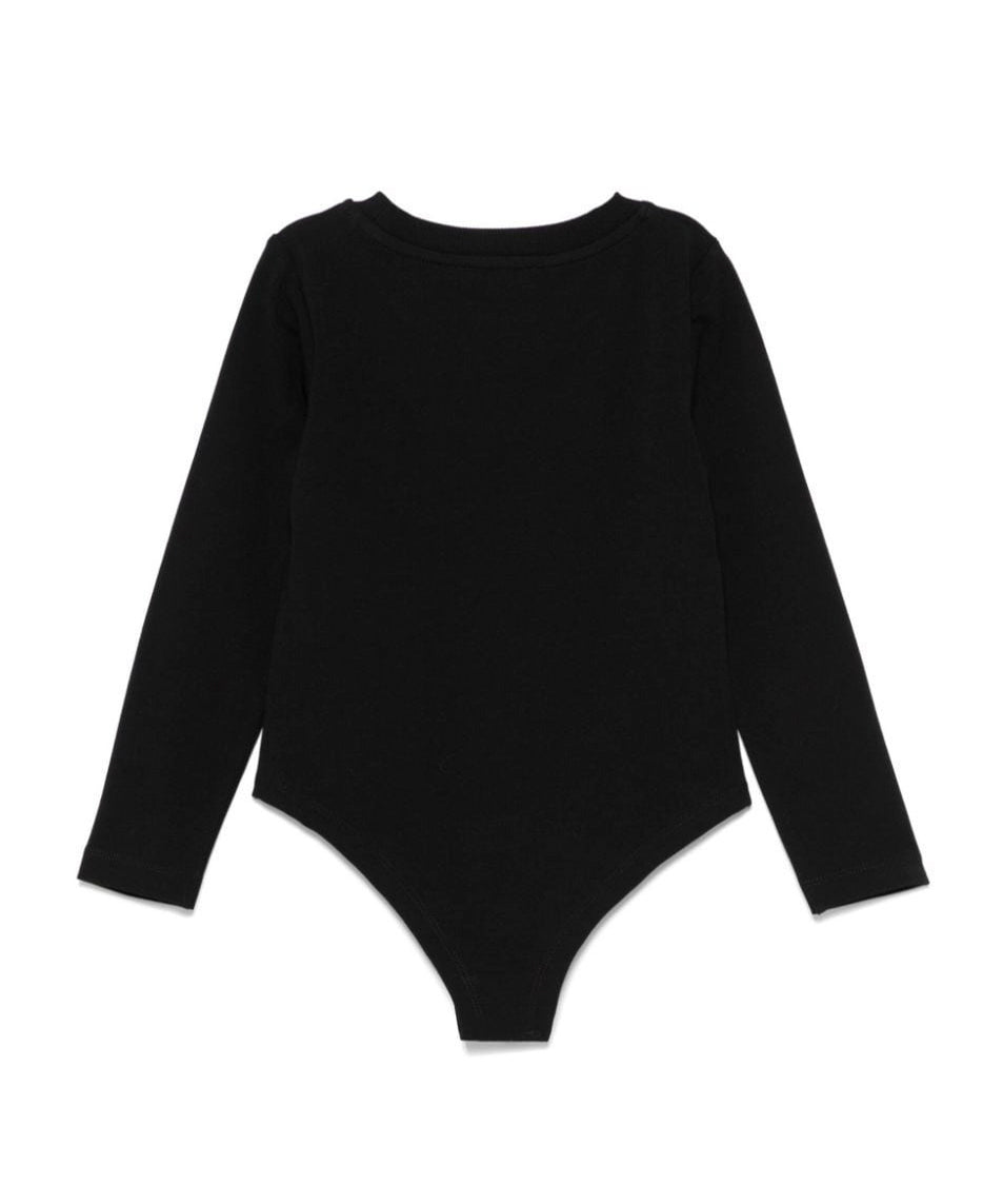 Moschino Kids Body Nero con Borchie Logo per Bambine (retro)