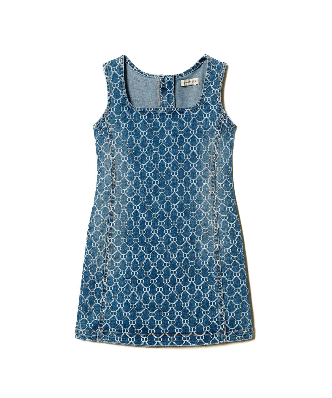 Twinset Kids Abito in Denim con Oval T All Over per Bambine