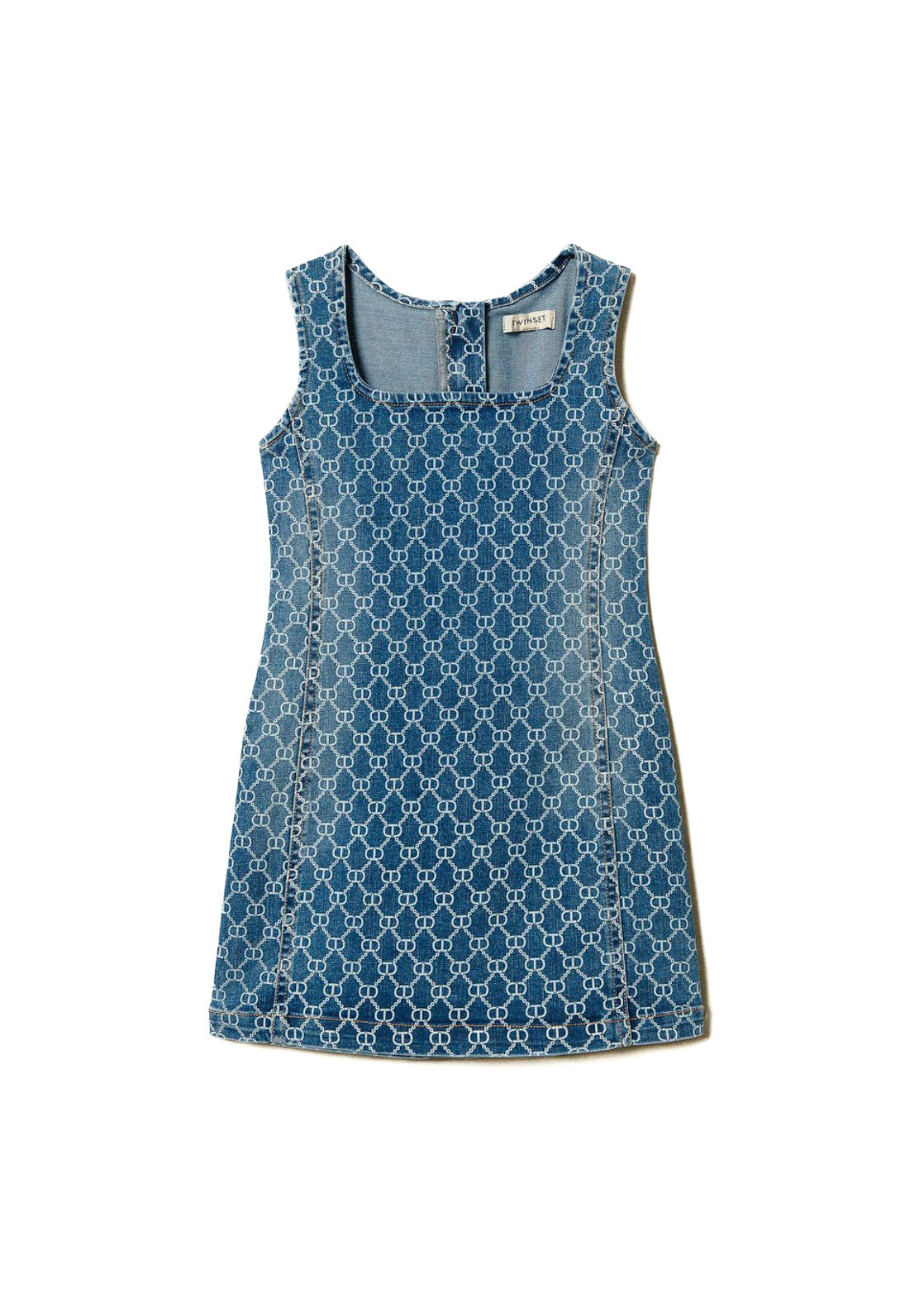 Twinset Kids Abito in Denim con Oval T All Over per Bambine