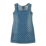 Twinset Kids Abito in Denim con Oval T All Over per Bambine