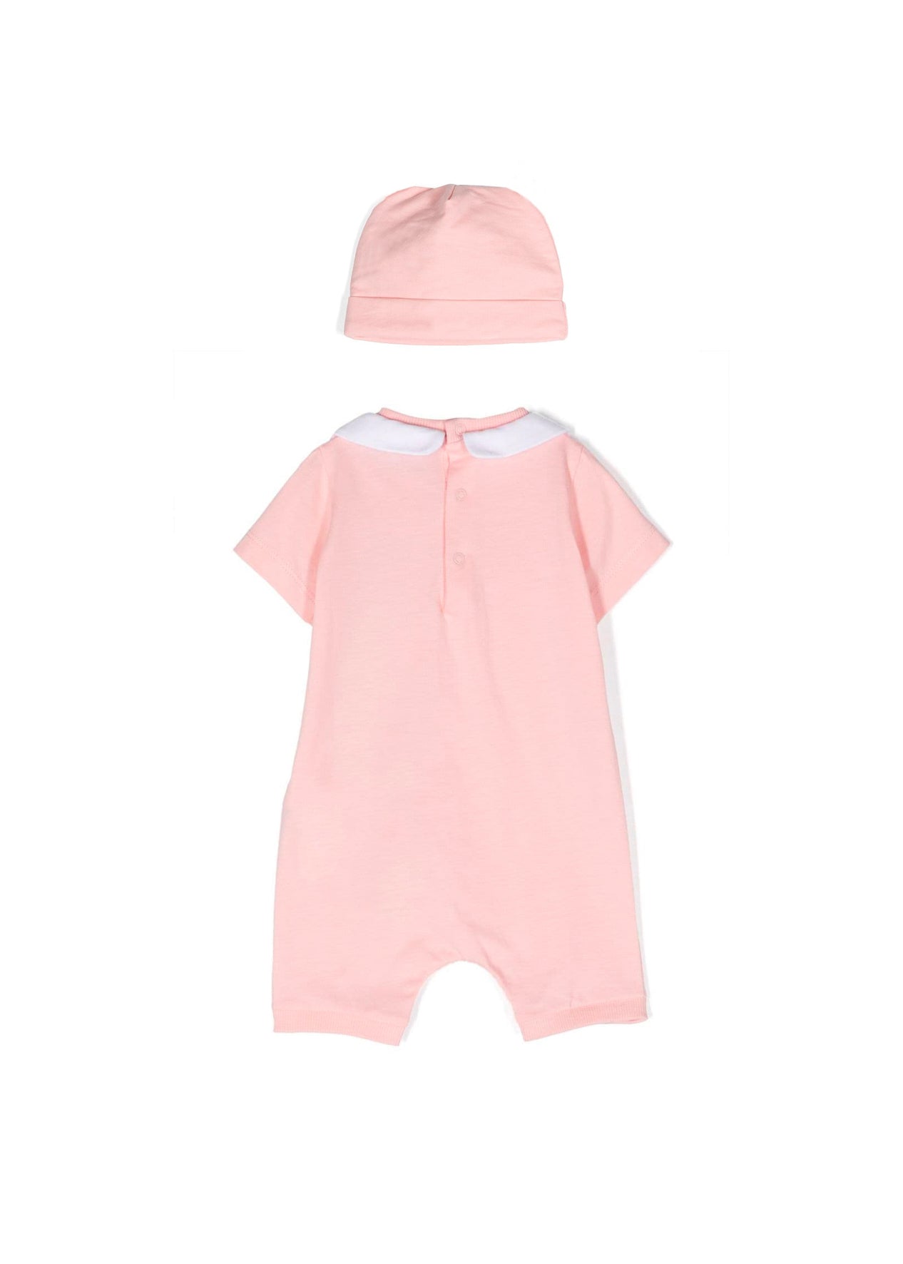 Moschino Kids Pagliaccetto Rosa con Berretto Teddy Bear per Neonati (retro)