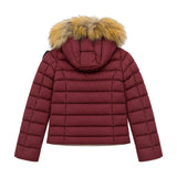 Blauer Kids Piumino Bordeaux con Cappuccio e Pelliccia con Logo Gioiello per Bambine