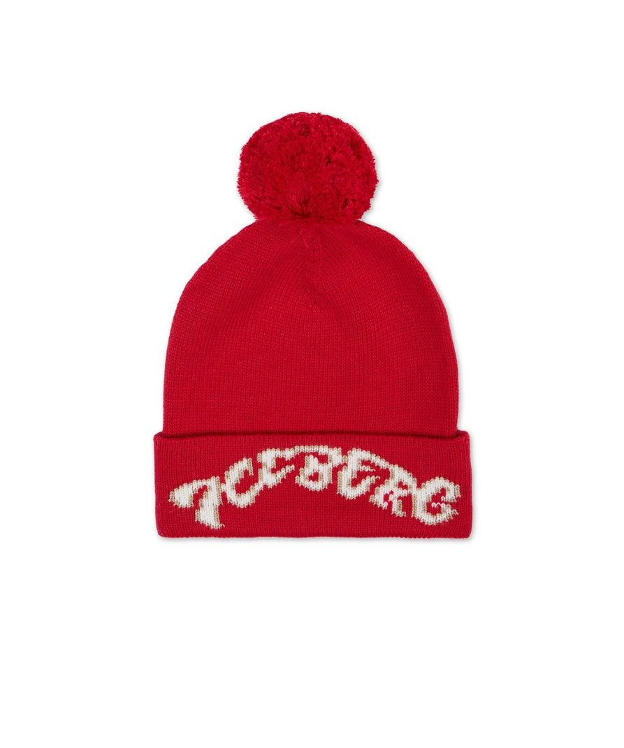 Iceberg Kids Cappello Beanie Rosso con Pon Pon per Bambine