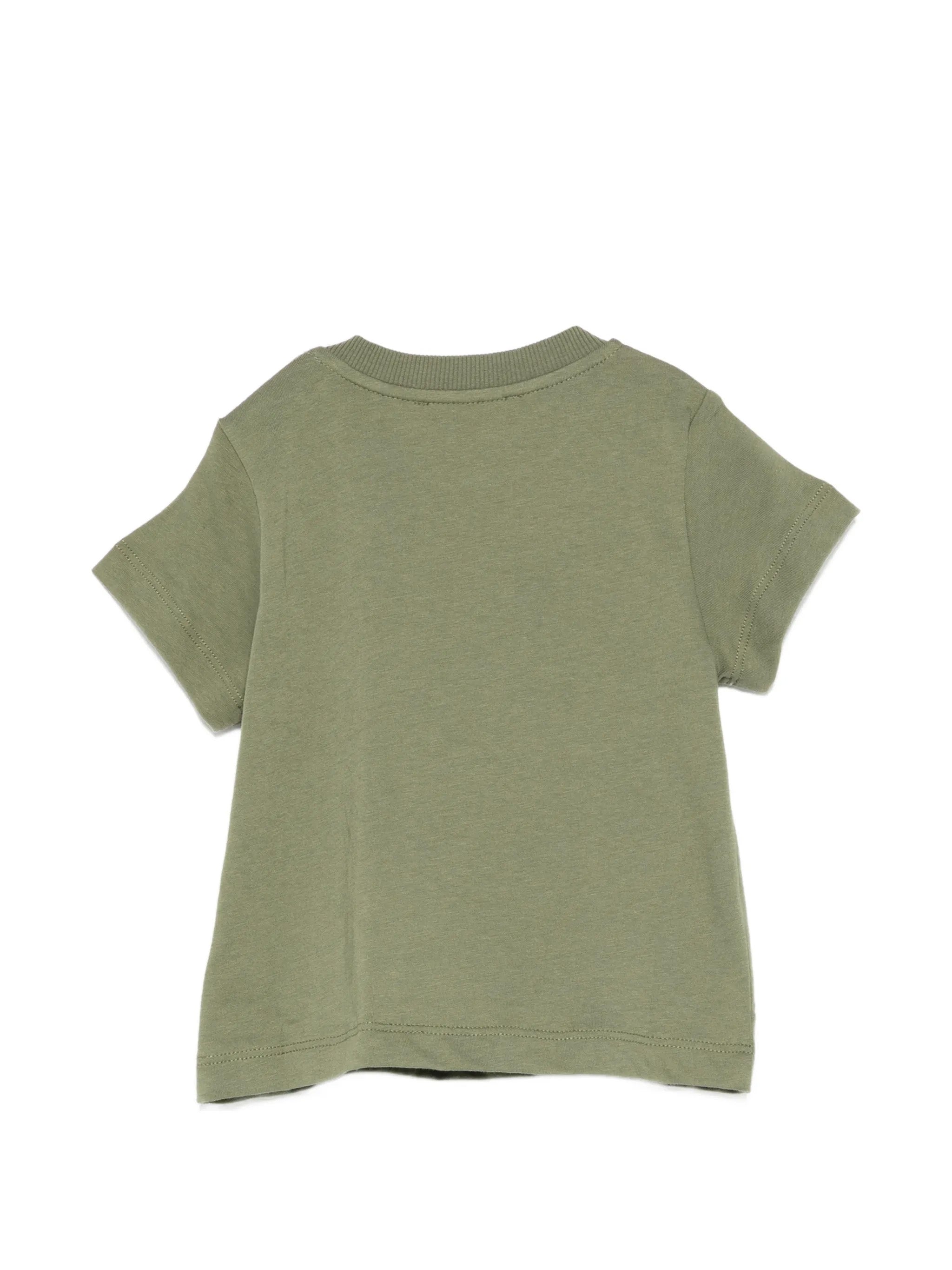 Moschino Kids T-Shirt Verde con Logo Teddy Bear per Neonati