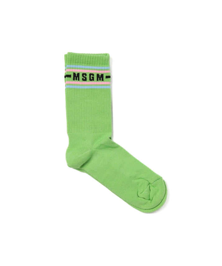 MSGM Kids Calzini Verdi con Logo per Bambine