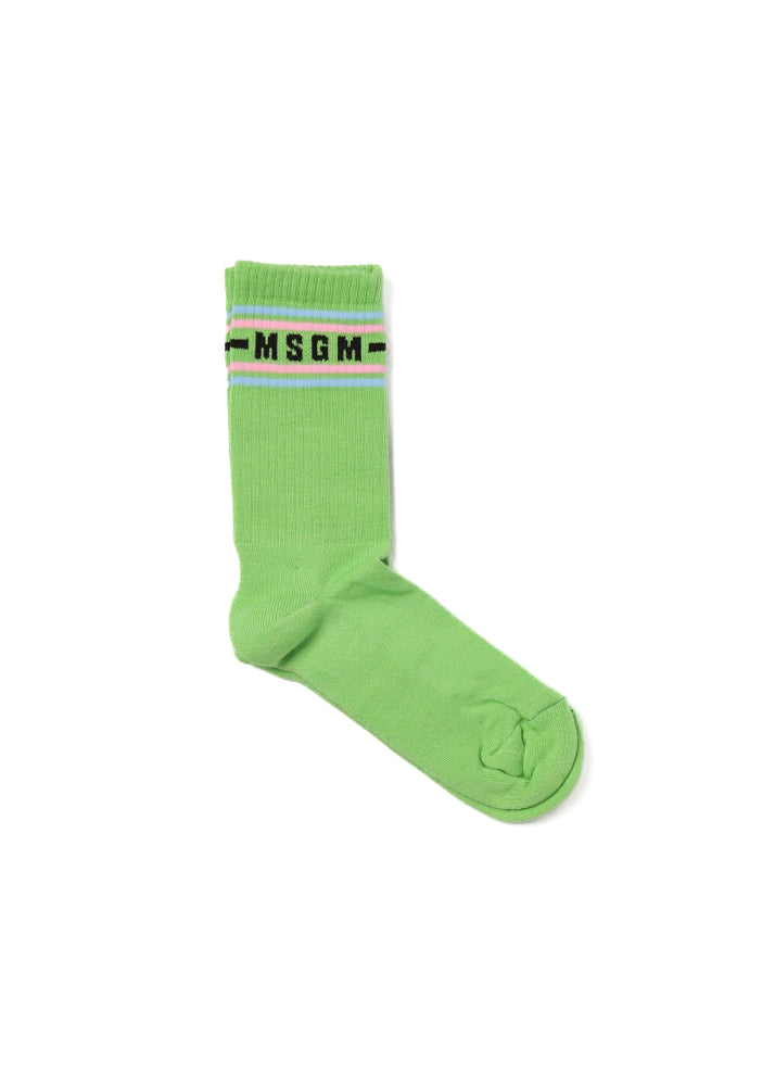 MSGM Kids Calzini Verdi con Logo per Bambine