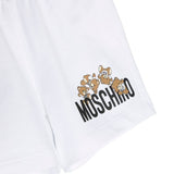 Moschino Kids Short Bianco con Logo Teddy Bear per Neonati (dettaglio)