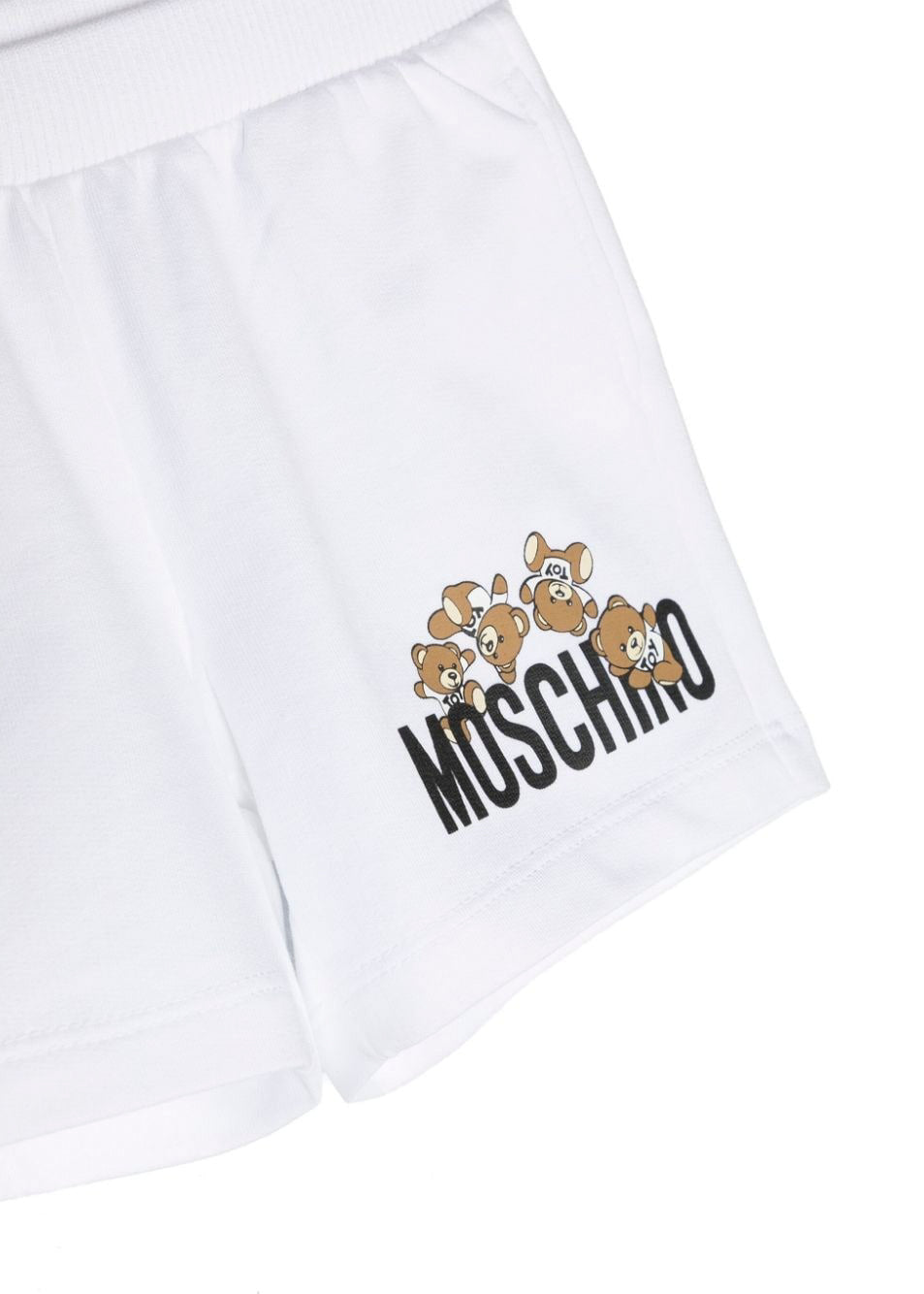 Moschino Kids Short Bianco con Logo Teddy Bear per Neonati (dettaglio)