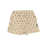 Philipp Plein Kids Short Beige con Stampa Logo All-Over per Bambine