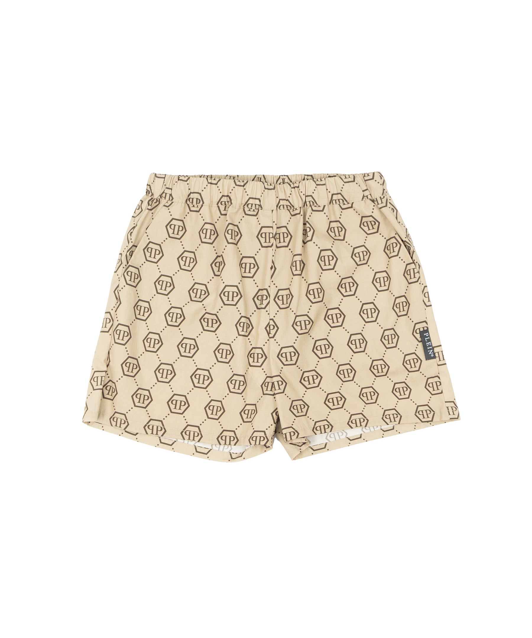 Philipp Plein Kids Short Beige con Stampa Logo All-Over per Bambine