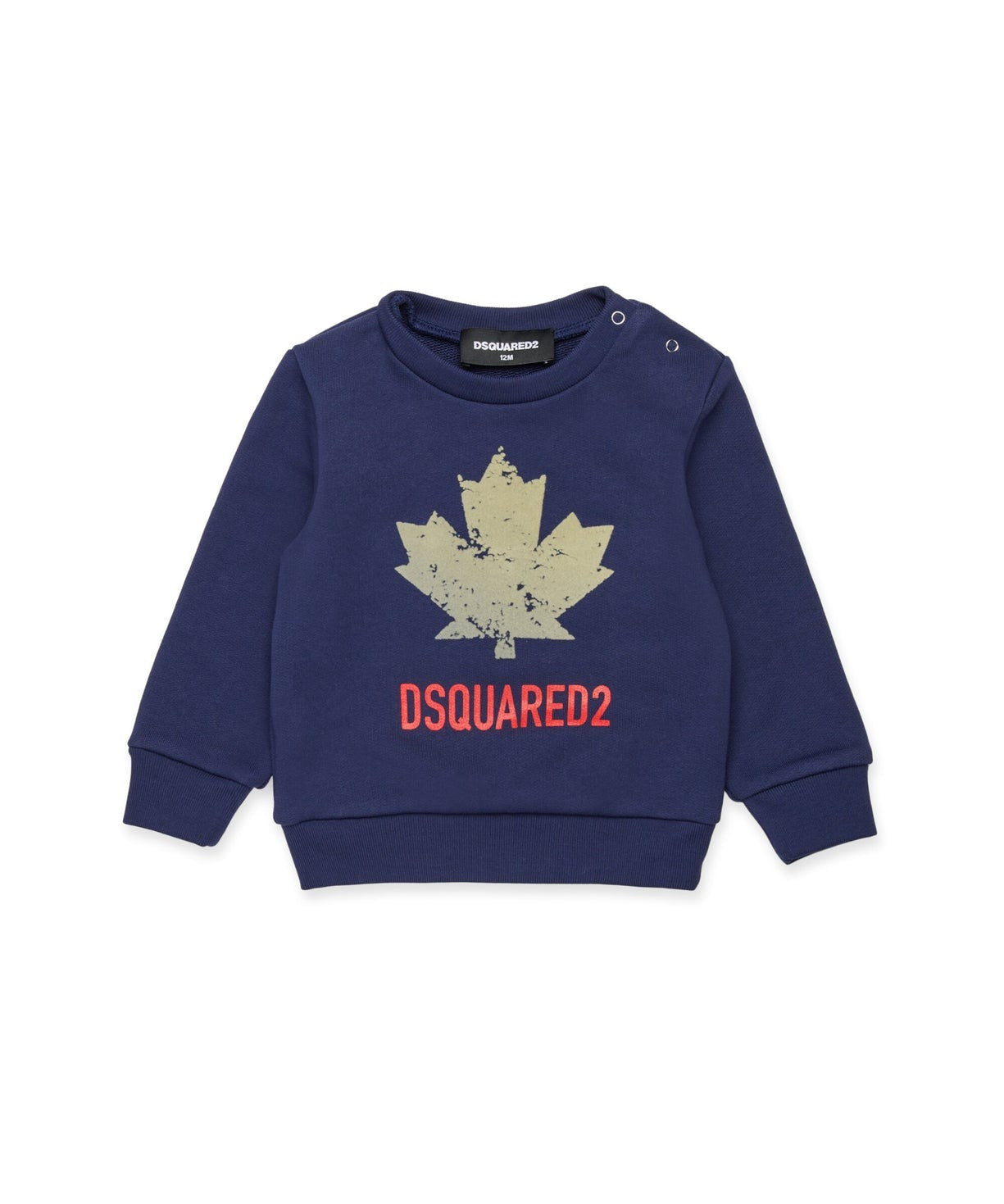 Dsquared Kids Felpa Girocollo Blu con Logo Sport per Neonati
