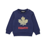 Dsquared Kids Felpa Girocollo Blu con Logo Sport per Neonati