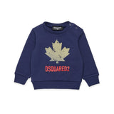 Dsquared Kids Felpa Girocollo Blu con Logo Sport per Neonati