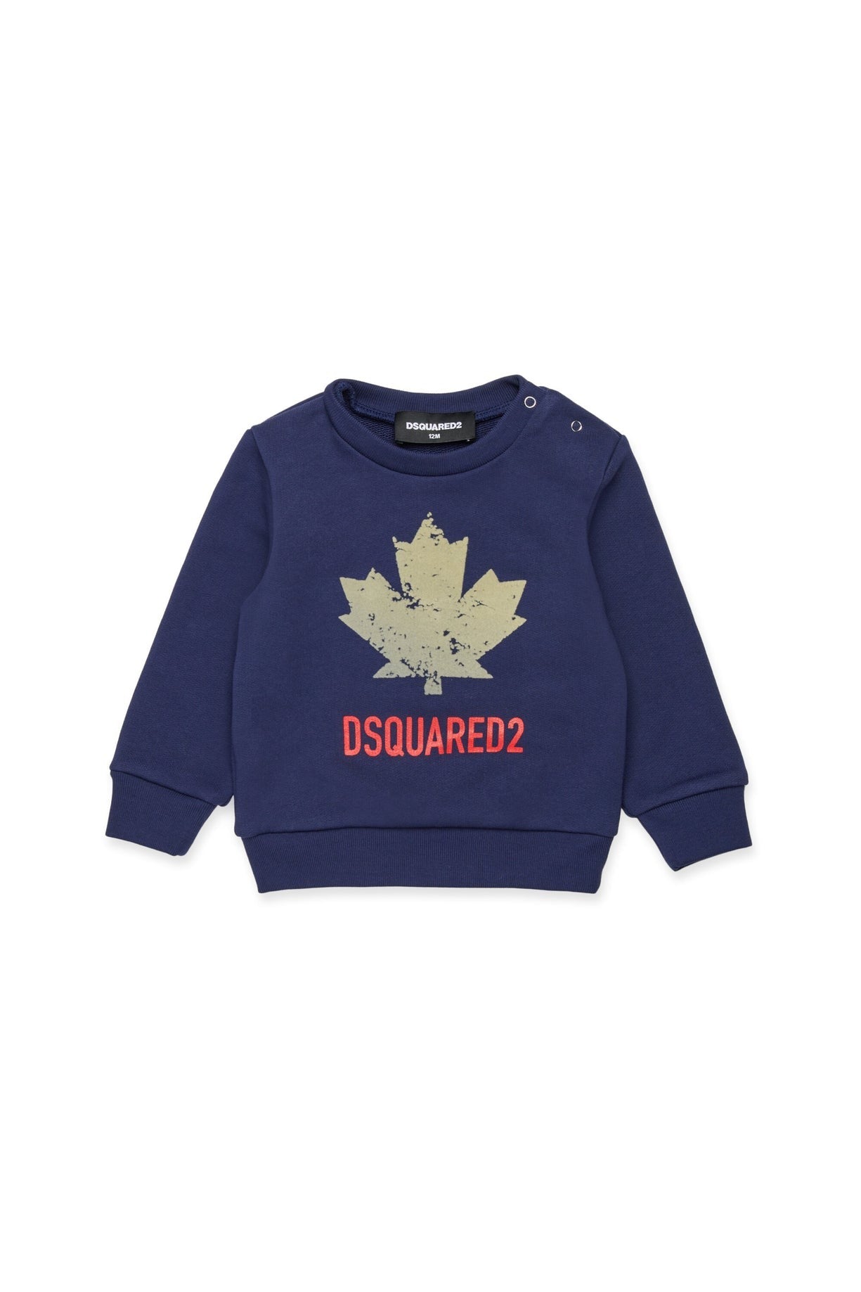 Dsquared Kids Felpa Girocollo Blu con Logo Sport per Neonati