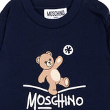 Moschino Kids Felpa Blu Navy con Stampa Orso per Neonati