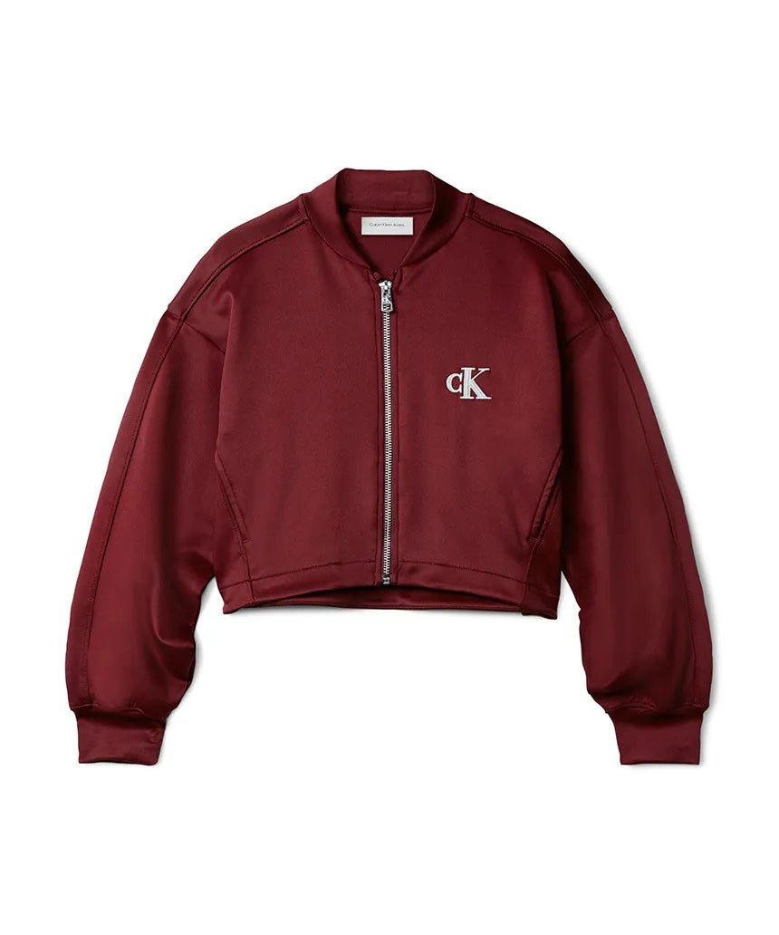 Calvin Klein Kids Felpa Raspberry Chocolate con Zip e Logo a Contrasto per Bambine
