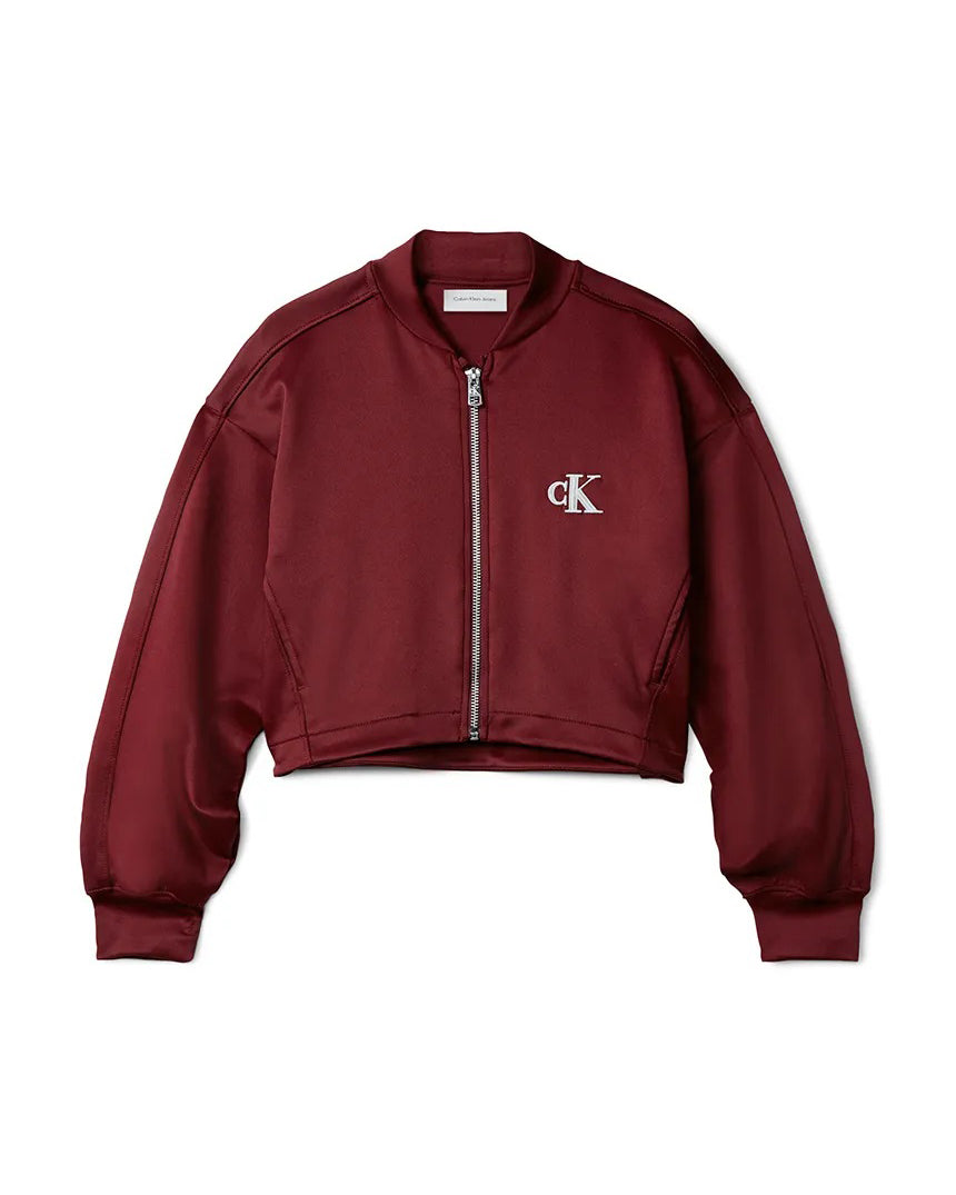 Calvin Klein Kids Felpa Raspberry Chocolate con Zip e Logo a Contrasto per Bambine