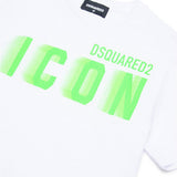 Dsquared2 Kids T-shirt  Bianca con Logo Fluo Speed per Bambini
