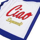 Dsquared2 Kids T-Shirt Monospalla Bianco/Blu con Stampa Logo per Bambine