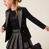 John Richmond Kids Gonna Nera Plissettata con Motivo Strass All'Over per Bambine
