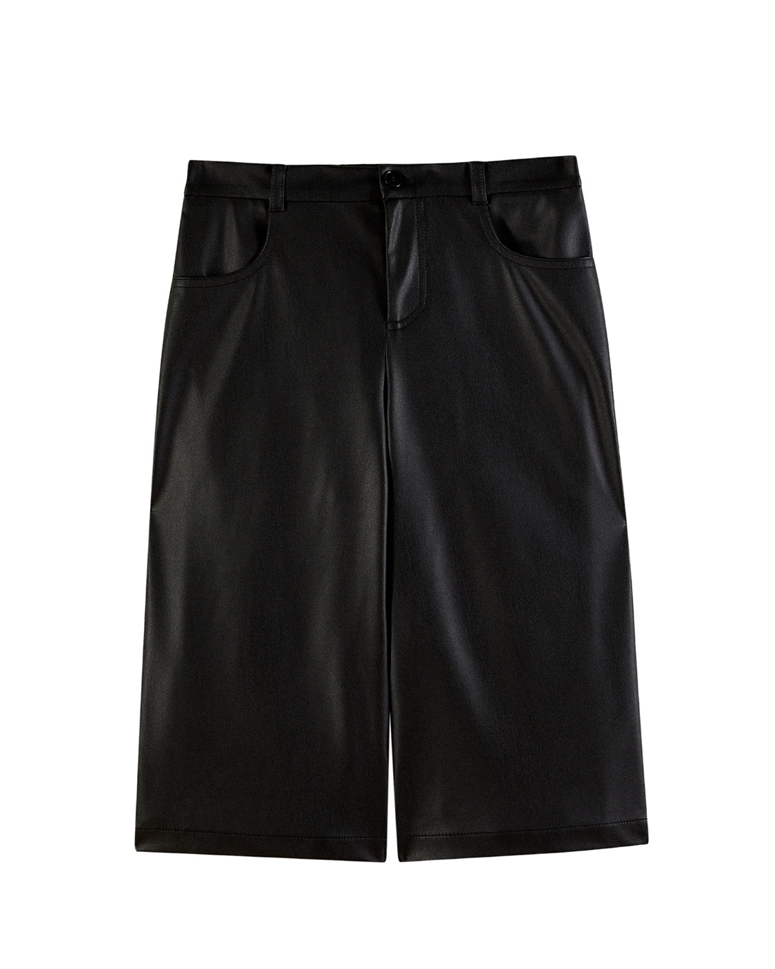 Patrizia Pepe Kids Shorts Neri in Ecopelle per Bambine