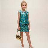 Pinko Kids Top con Pailettes Azzurro/Verde per Bambine