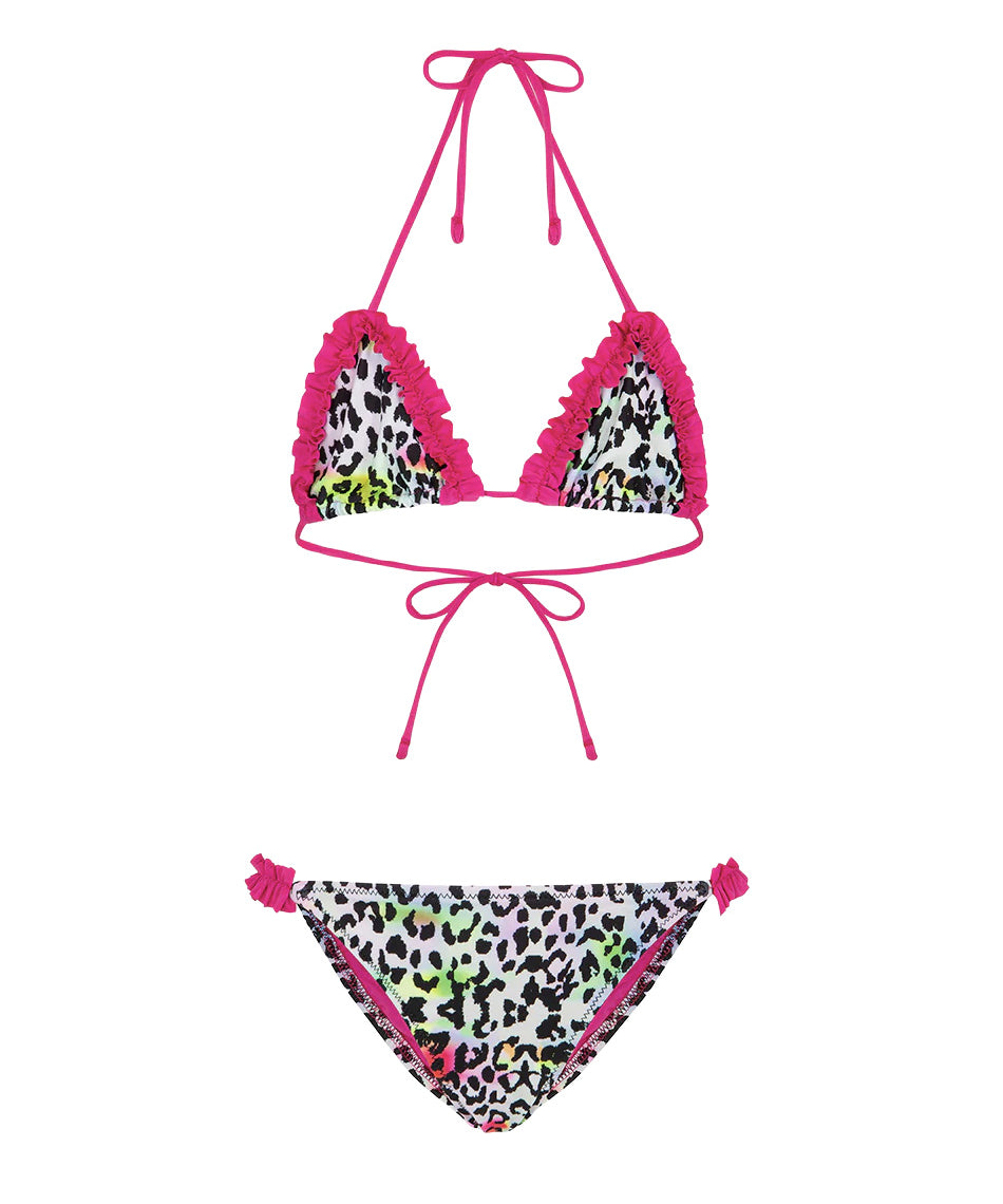 F**K Kids Costume Fantasia Leopardato Multicolor per Bambine