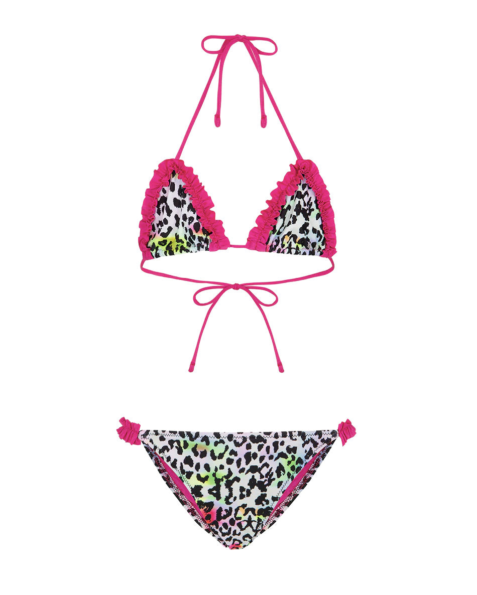 F**K Kids Costume Fantasia Leopardato Multicolor per Bambine