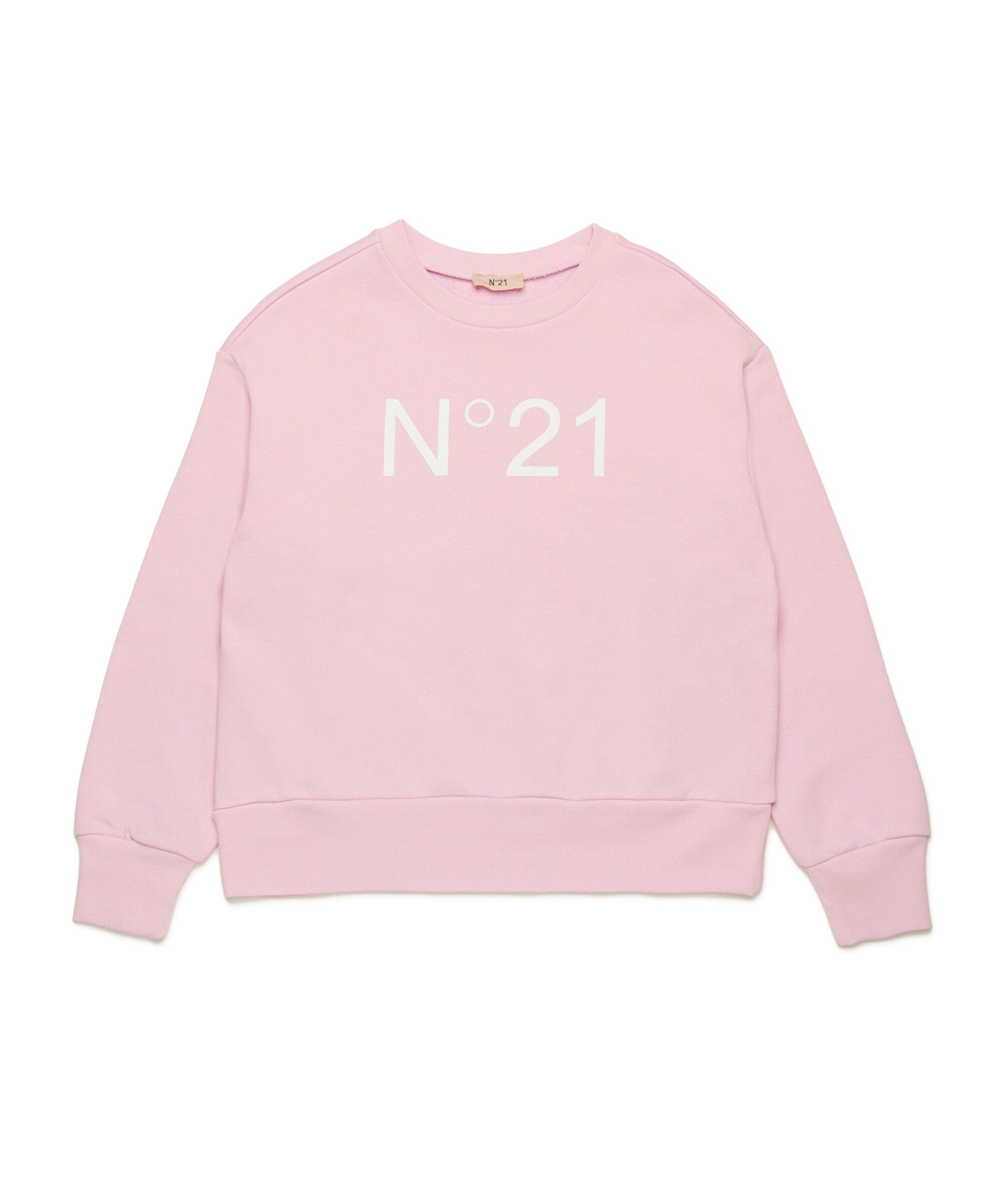 N°21 Kids Felpa Rosa Girocollo con Stampa per Bambine