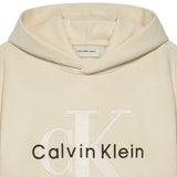 Calvin Klein Kids FElpa WhiteCap Gray con Cappuccio e Logo Ricamato a COntrasto per Bambine