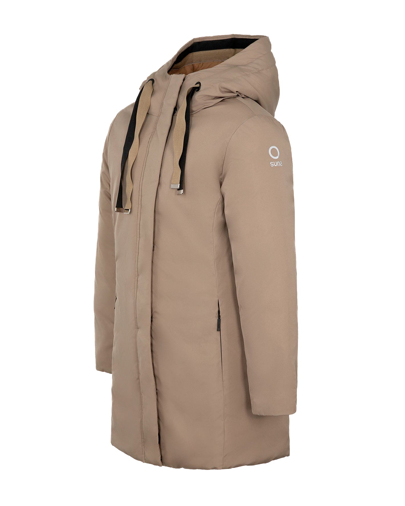 SUNS Kids Giubbotto Lungo Beige con Cappuccio Regolabile per Bambine
