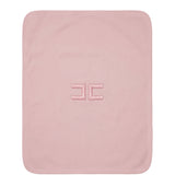 Elisabetta Franchi Kids Copertina Rosa in Cotone con Logo Ricamato per Neonate