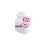 Marlù Scarpina Panna con Dettagli Rosa/Verde e Ricamo Fiore per Neonate