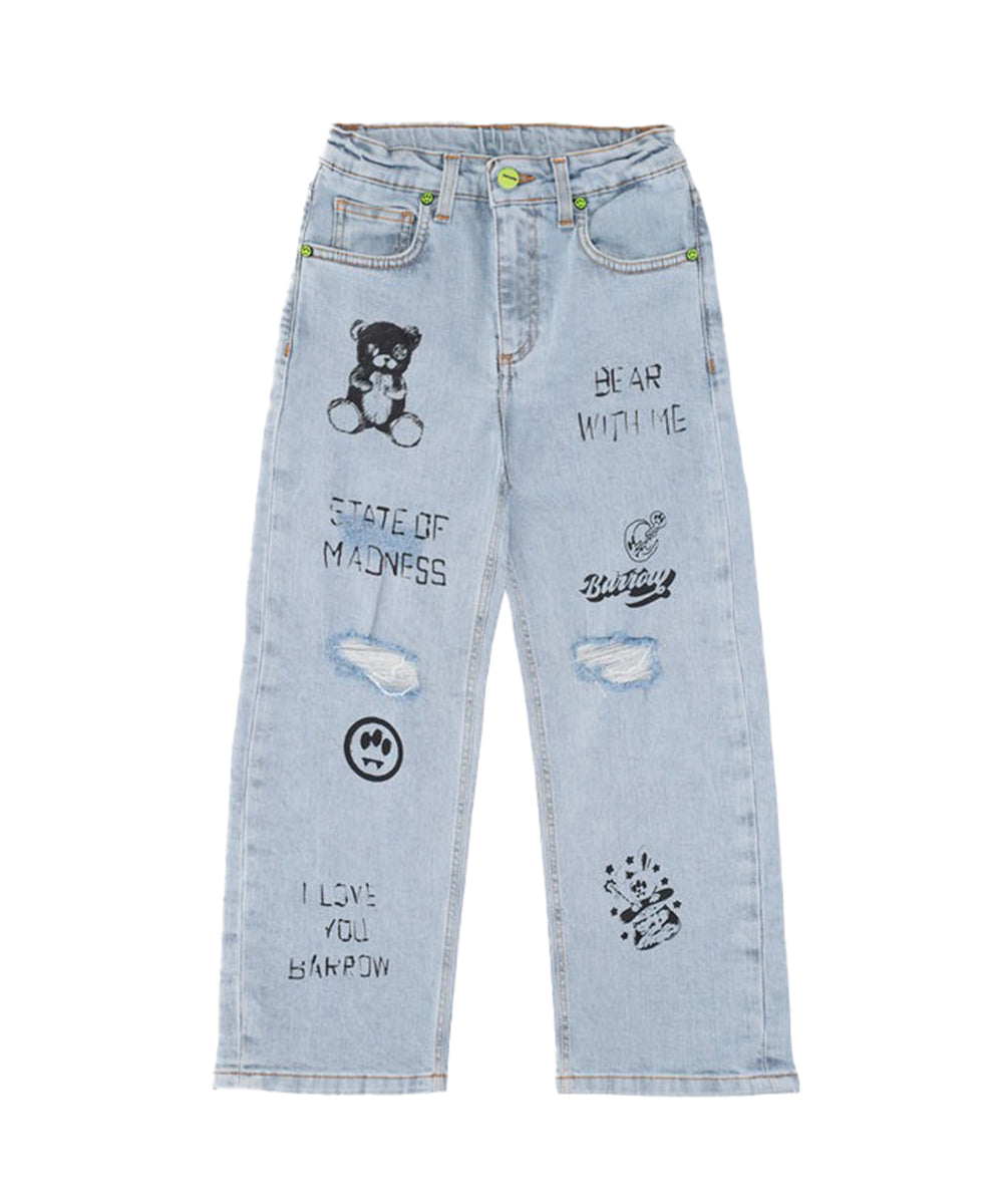 Barrow Kids Denim Jeans Classico con Stampe per Bambini