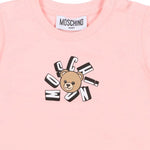 Moschino Kids T-Shirt Rosa con Logo Teddy Bear per Neonate