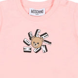 Moschino Kids T-Shirt Rosa con Logo Teddy Bear per Neonate