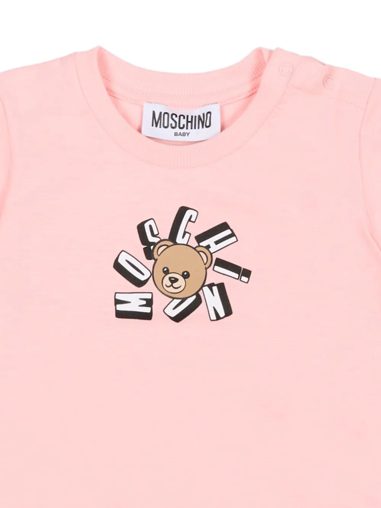Moschino Kids T-Shirt Rosa con Logo Teddy Bear per Neonate
