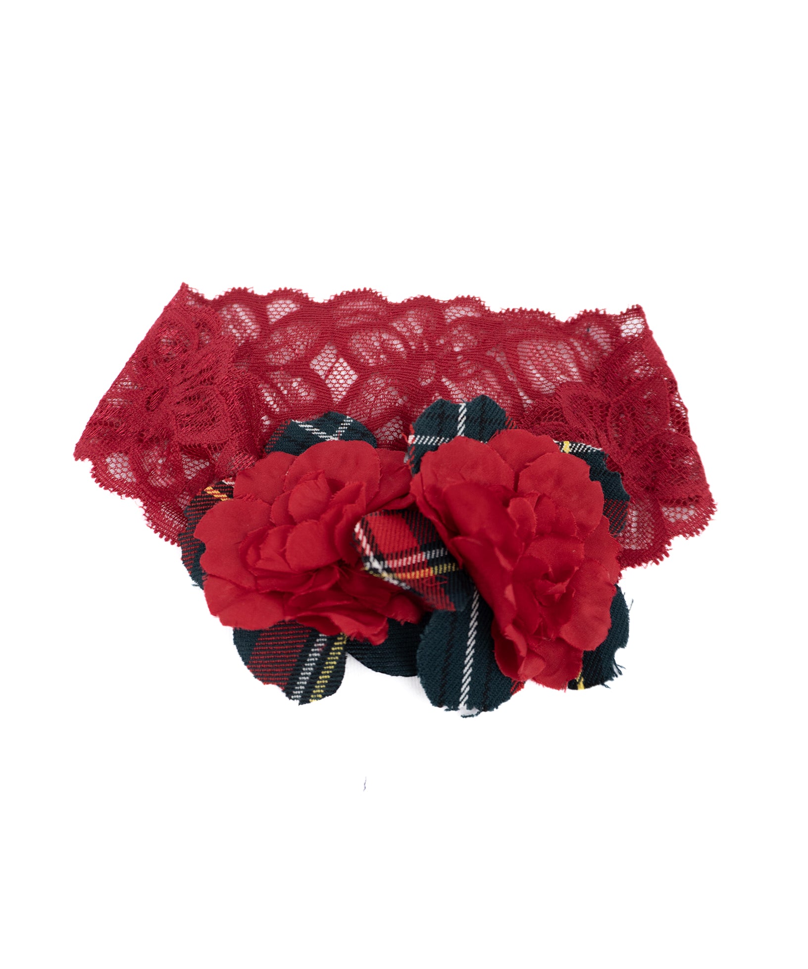 Marlù Fascia con Motivo Scozzese e Rose per Neonate