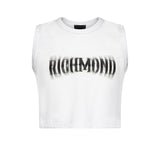John Richmond Kids Top Bianco con Logo Stampato per Bambine