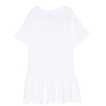 Moschino Kids Abito Bianco con Gonna Rouches e Logo Teddy Bear per Bambine