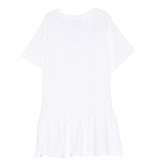 Moschino Kids Abito Bianco con Gonna Rouches e Logo Teddy Bear per Bambine