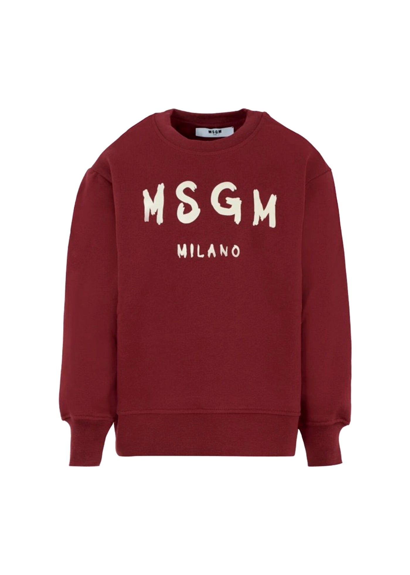 MSGM Kids Felpa Girocollo Borgogna con Logo per Bambine