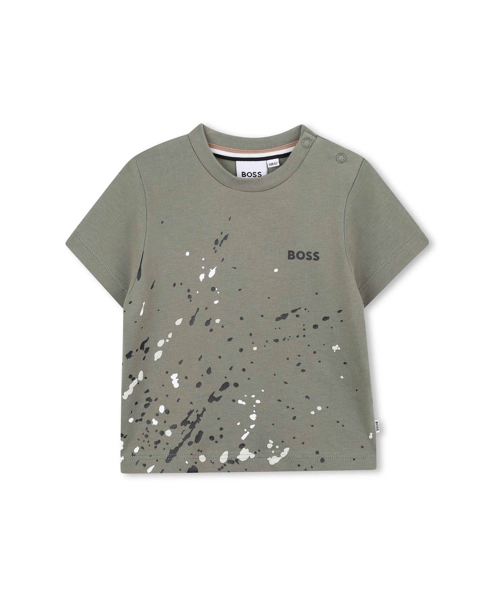 Boss Kids T-Shirt Verde con Stampa Logo per Neonati