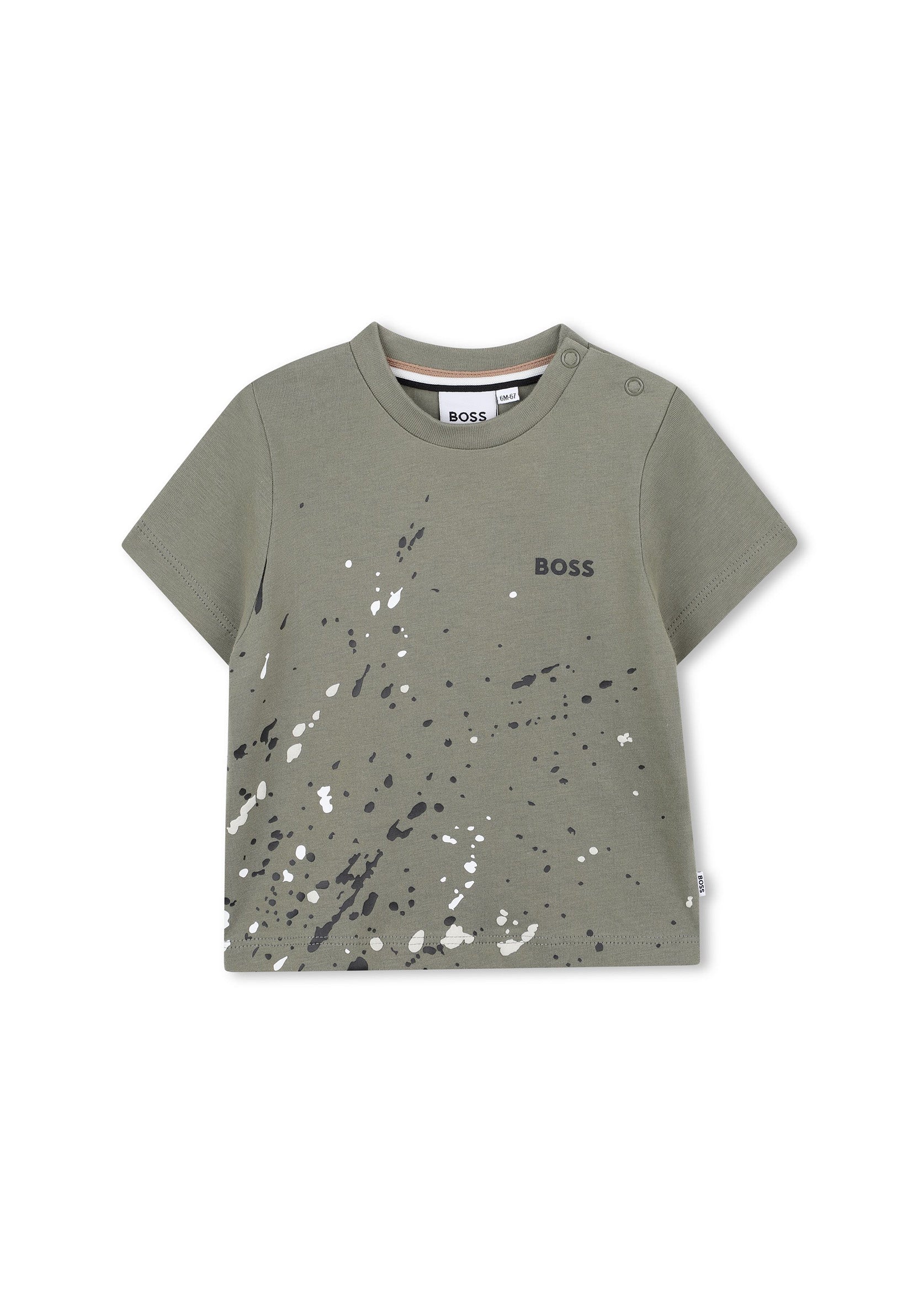 Boss Kids T-Shirt  Verde Con Stampa per Neonati