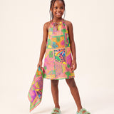 4giveness Kids Abito Corto Fantasia Pop Foulard per Bambine
