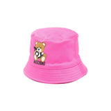 Moschino Kids Cappello Bucket Fucsia con Stampa per Neonate