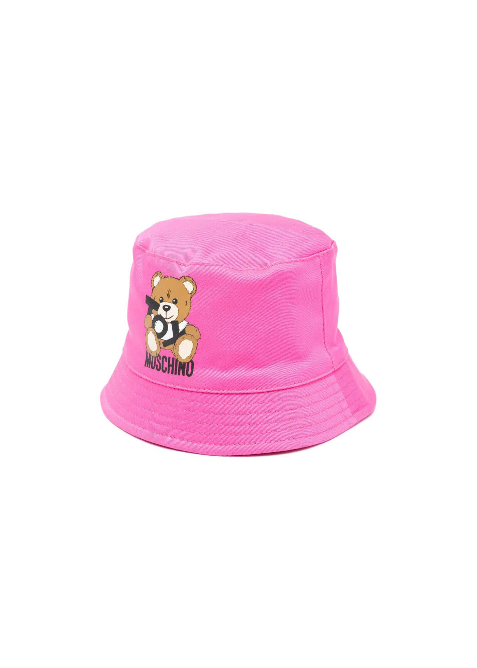 Moschino Kids Cappello Bucket Fucsia con Stampa per Neonate