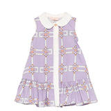 Elisabetta Franchi La Mia Bambina Set Abito e Pantalonicini  Lilla con Motivo Catene Avorio per Neonate