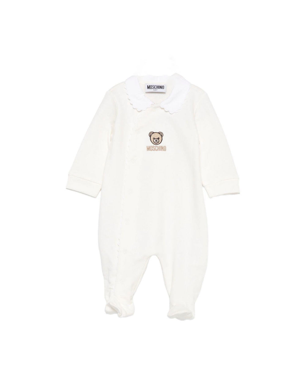 Moschino Kids Tutina Panna con Logo per Neonate