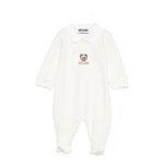 Moschino Kids Tutina Panna con Logo per Neonate